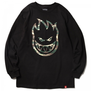 SPITFIRE / BIGHEAD OUT LINE FILL L/S TEE (BLACK/FOREST CAMO)