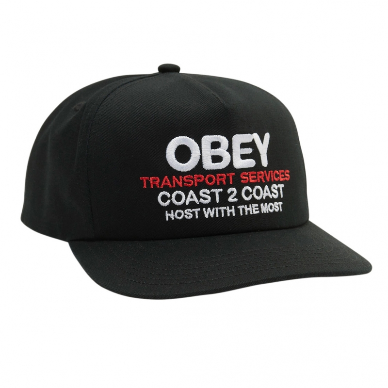 OBEY / OBEY TRANSPORT 5 PANEL SNAPBACK CAP (BLACK)