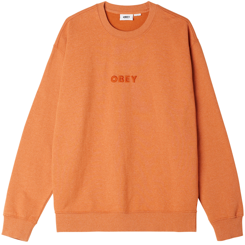 OBEY / BOLD RECYCLED CREWNECK SWEAT (BOMBAY BROWN PIGMENT)