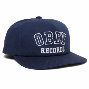 OBEY / OBEY RECORDS 5 PANEL SNAPBACK CAP (MILD NAVY)